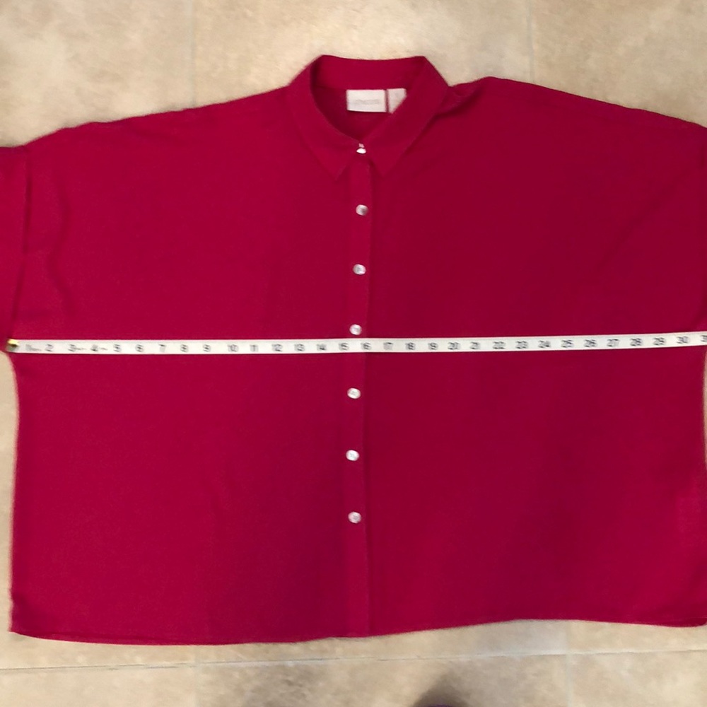 Chico’s Oversized, Buttoned, Raspberry Top. - image 3